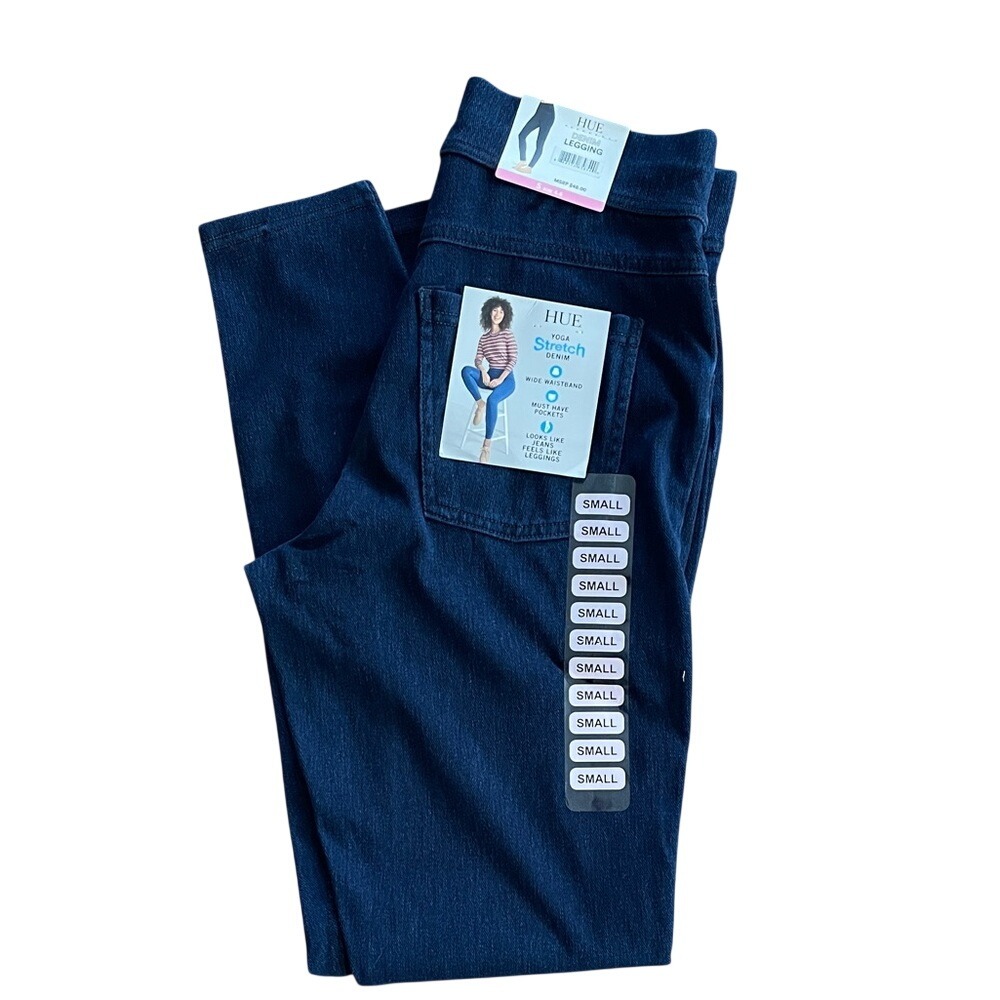 HUE Dark Wash Denim Stretch Legging Small 4-6 NWT